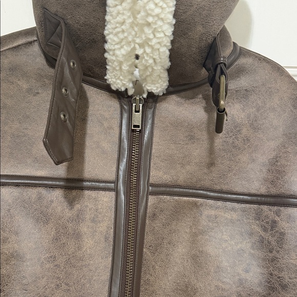 LOFT Brown and Cream Shearling Jacket - Picture 3 of 5